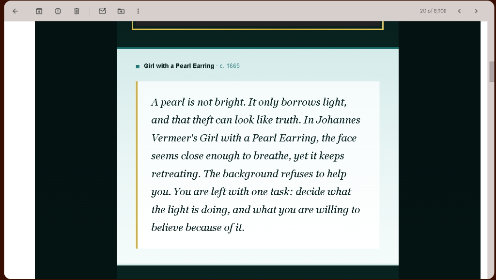 Daily Sublime: Girl with a Pearl Earring - guided observation content